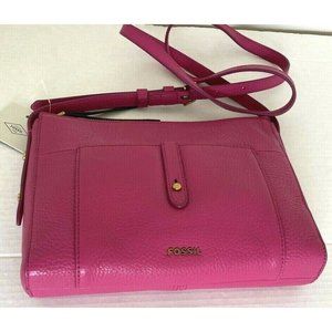 New Fossil Jenna Top Zip Crossbody handbag Like Style Leather Berry